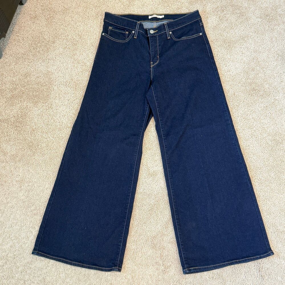 Levi's 318 Shaping Wide Leg Jeans Size 31 Dark Wash Denim